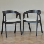 Ella Boucle Dining Armchairs - Set of 2 - Black Oak Legs