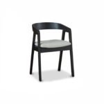 Charlotte Black Oak Round Dining Table Set - 4 Seater - Ella Black Oak Carver Chairs - Off White Boucle - Image 13