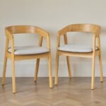 Outlet - Ella Fawn Linen Dining Armchairs - Set of 2 - Pale Oak Legs