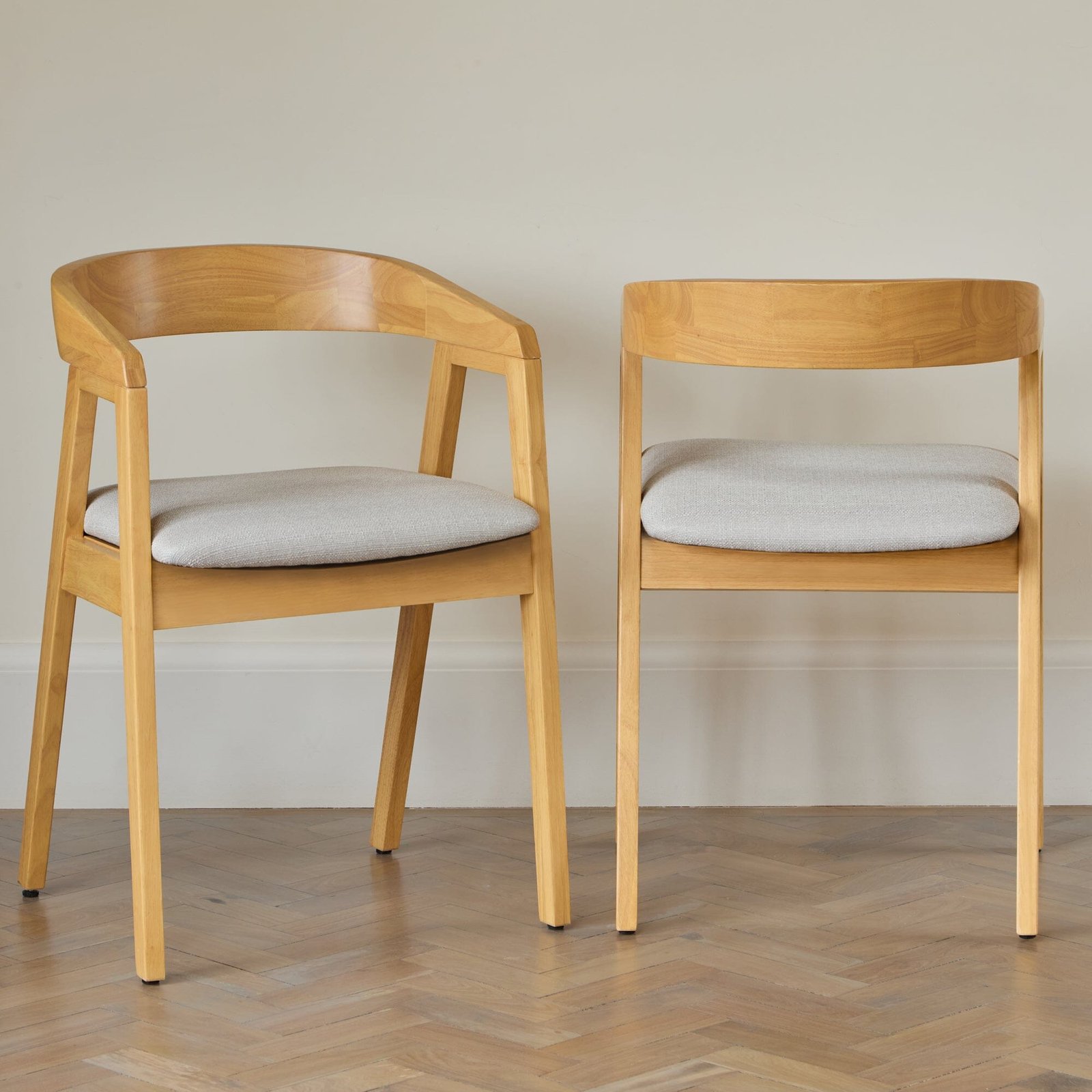Outlet - Ella Fawn Linen Dining Armchairs - Set of 2 - Pale Oak Legs - Image 2