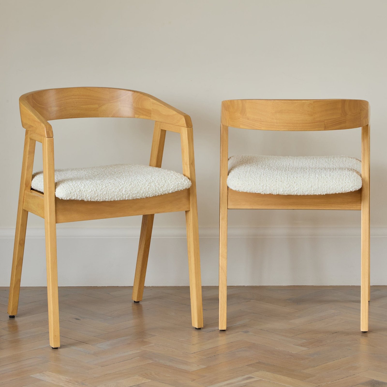 Ella Boucle Dining Armchairs - Set of 2 - Pale Oak Legs - Image 3