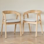 Ella Fawn Linen Dining Armchairs - Set of 2 - Whitewash Oak Legs
