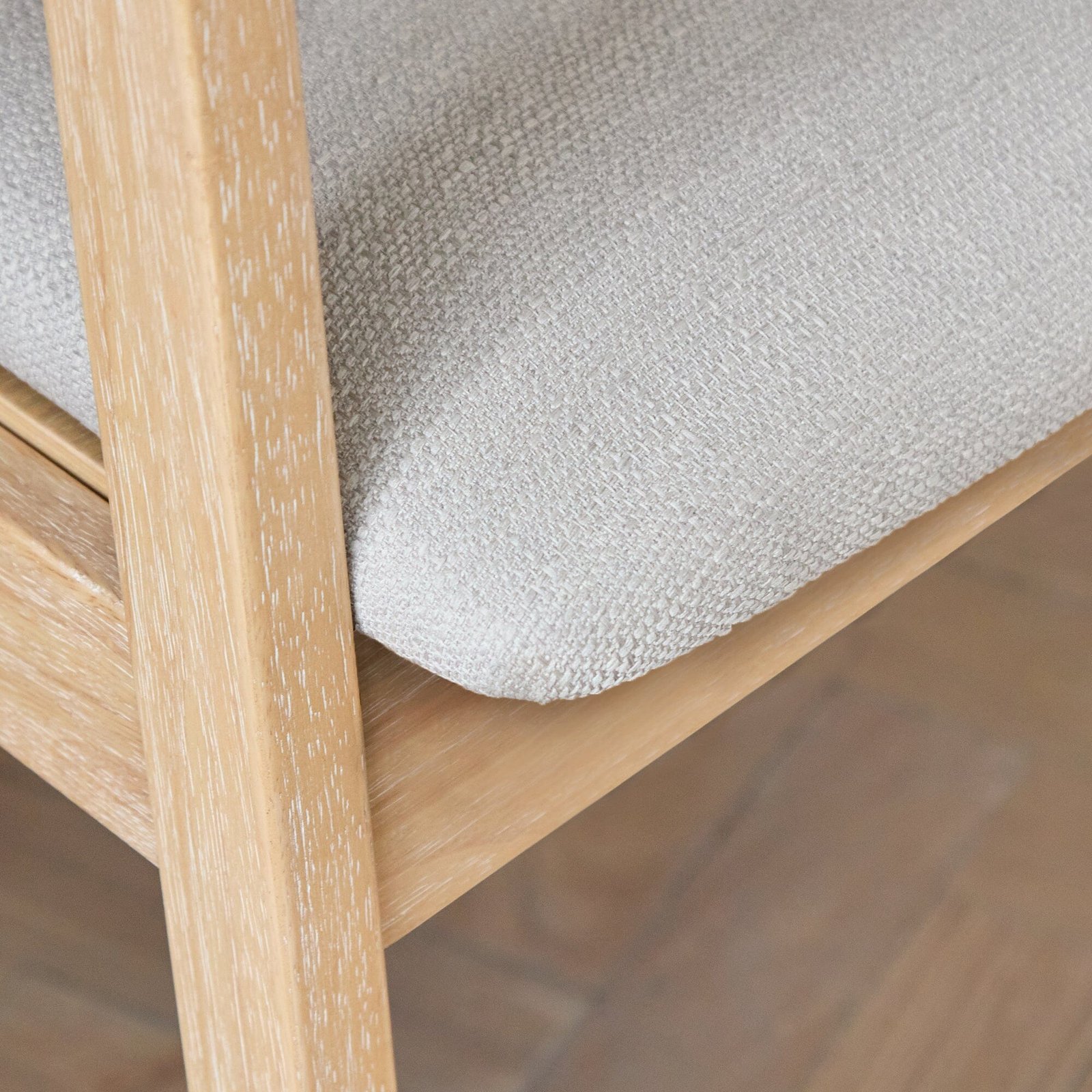 Ella Fawn Linen Dining Armchairs - Set of 2 - Whitewash Oak Legs - Image 3