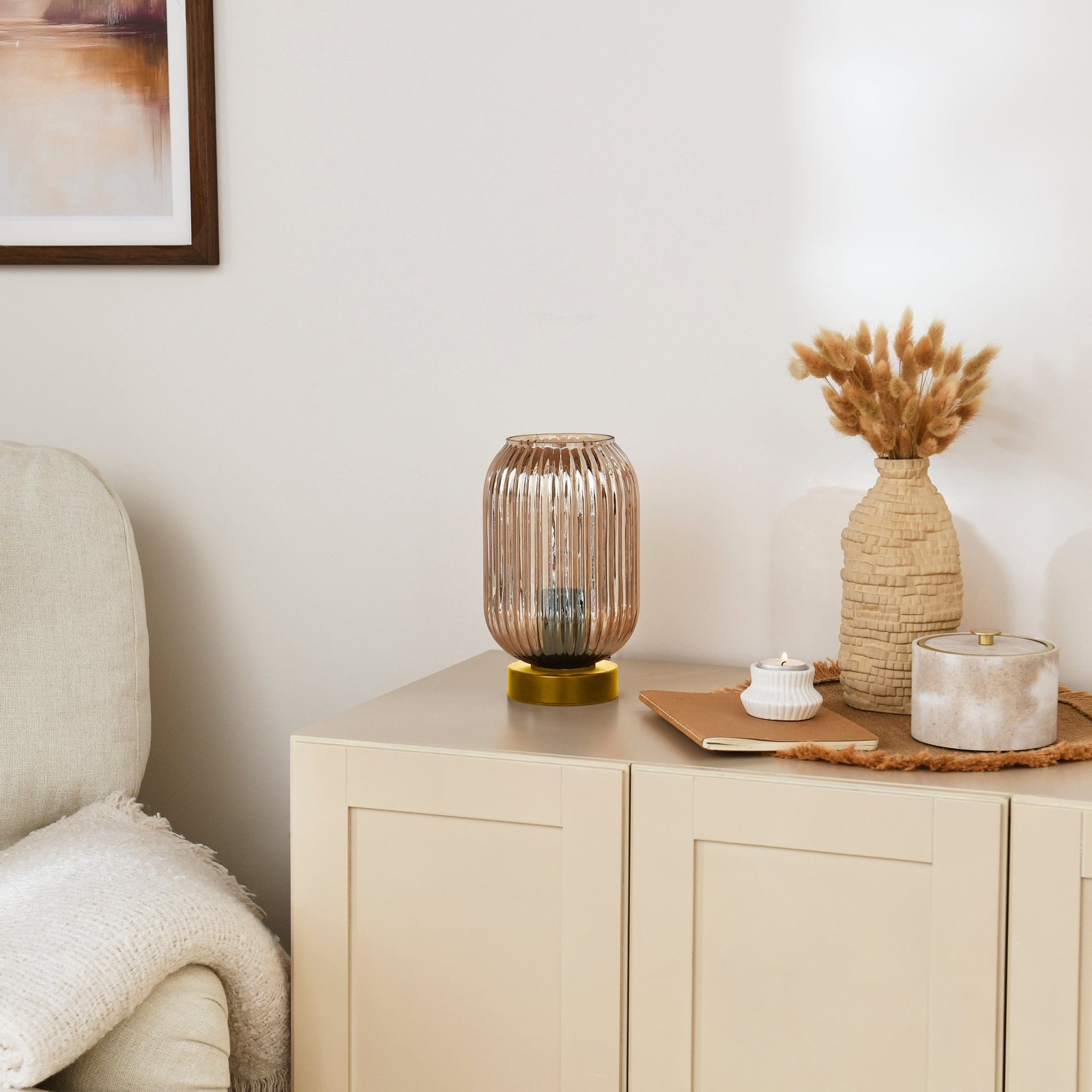 Elland 22.5cm Glass Table Lamp - Champagne & Gold - Image 3