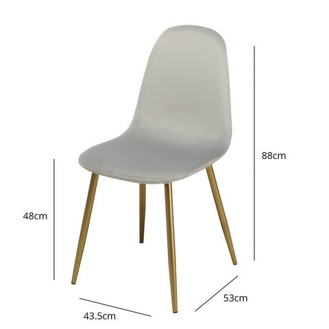 Outlet - Ellis Dining Chairs - Set of 2 - Grey & Gold