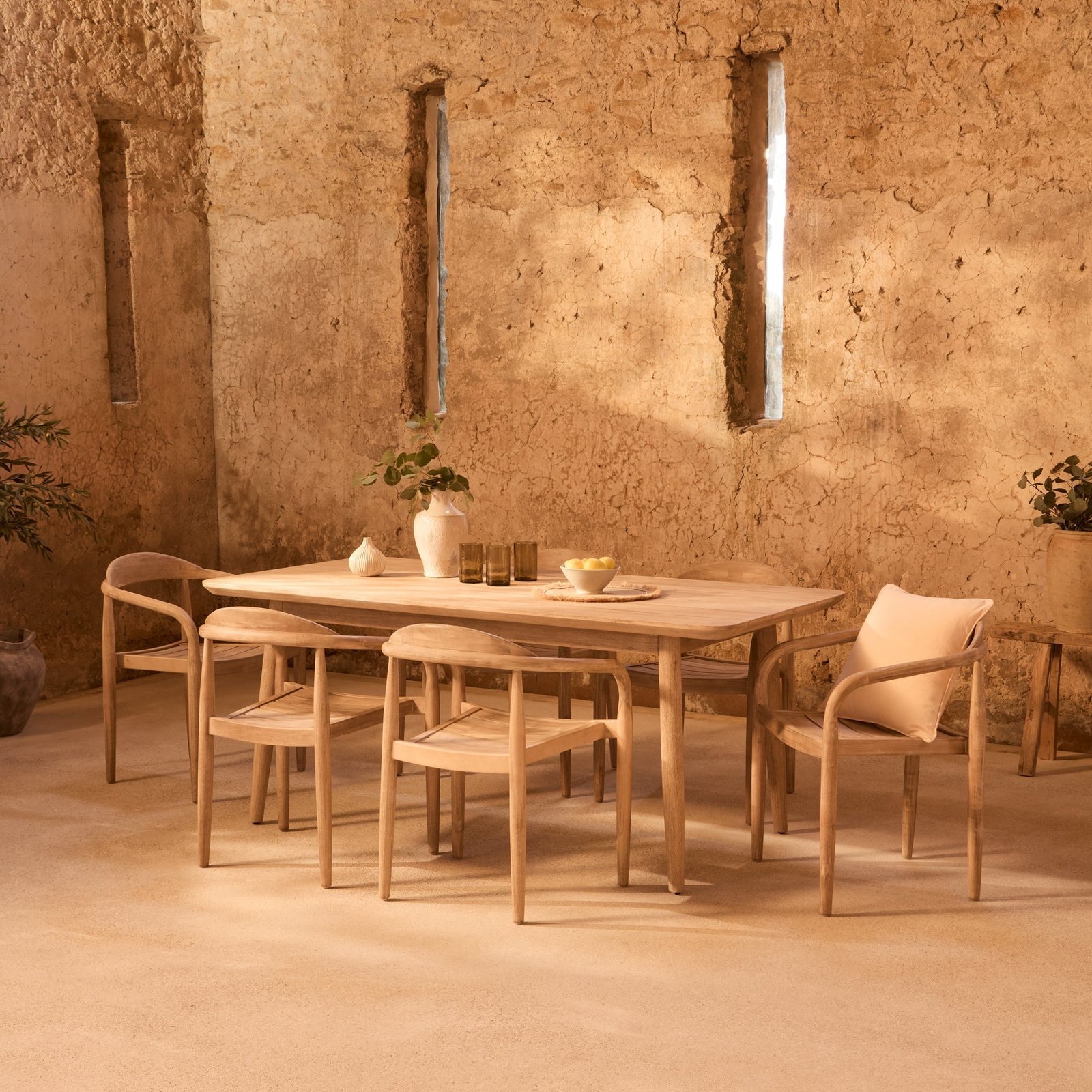 Elowen_Dining_Table_with_Sasha_Wood_Dining_Chairs-2 Elowen 6 Seater Wooden Garden Dining Set with Sasha Chairs - Image 1