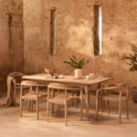 Elowen 6 Seater Wooden Garden Dining Set with Sasha Chairs - Sand Rope