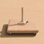 Emporio 3.5x2.6m Ivory Cantilever Parasol with 90kg Concrete Parasol Base - Wood Effect - Image 2