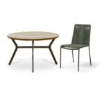 Ezra 4 Seater Round Wooden Garden Set with Ryder Khaki Chairs - Image 9