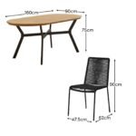 Ezra 6 Seater Oval Wooden Garden Dining Set with Ryder Black Chairs - Image 13