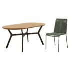 Ezra 6 Seater Oval Wooden Garden Dining Set with Ryder Khaki Chairs - Image 11