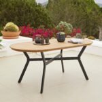 Ezra 6 Seater Oval Wooden Garden Dining Set with Ryder Clay Chairs - Image 2