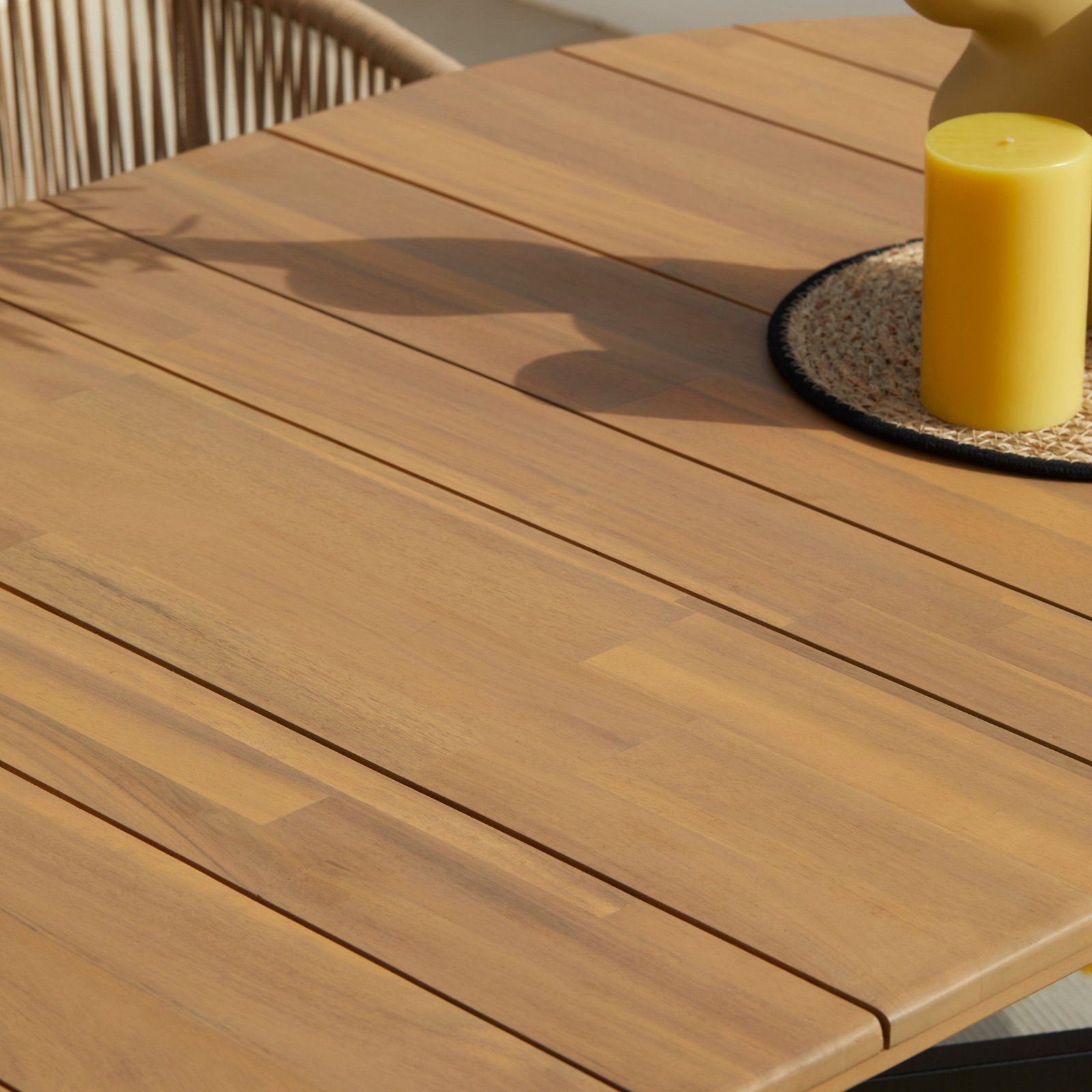 Ezra Oval Wooden Garden Table - White Acacia with Black Metal Legs - Image 5