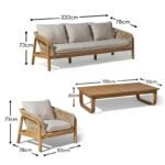 Fiona 5 Seater Garden Conversation Set - White Acacia - Image 12