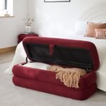 Fleur Large Storage Ottoman - Burgundy Red