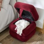 Fleur Ottoman Footstool - Burgundy Red - Image 4