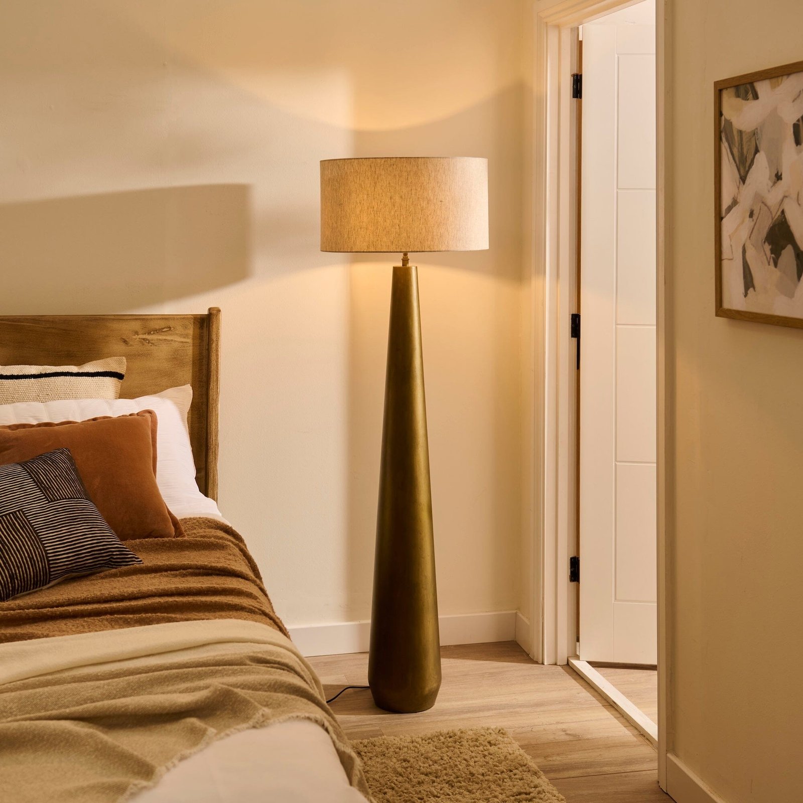 Foxcote_129cm_Metal_Floor_Lamp_Base_Gold-2 Foxcote Gold Metal Floor Lamp Base - 129cm - Image 1