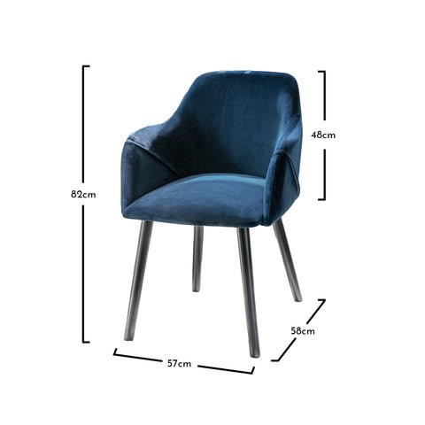 Outlet - Freya Armchairs - Set of 2 - Blue Velvet & Black 1 Freya armchairs - set of 2 - blue and black - Laura James