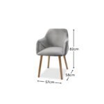 Freya Mist Grey Armchairs - Set of 2 - Pale Oak Legs - Image 3