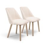 Freya Boucle Dining Chairs - Set of 2 - Chalked Mangowood Legs - Image 5
