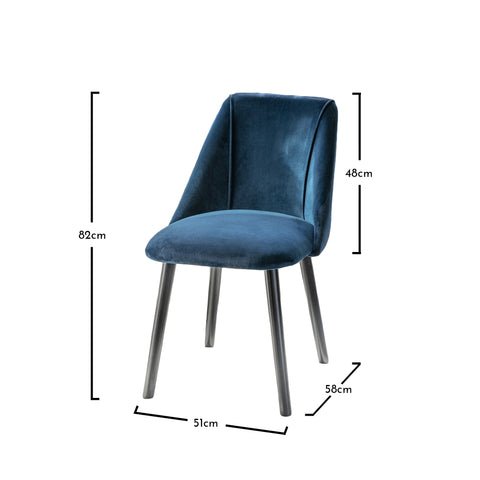 Amelia Black Dining Table Set - 6 Seater - Freya Blue Dining Chairs - Black Legs 2 Freya dining chairs - set of 2 - blue and black