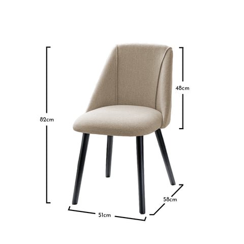 Orla Black Wooden Dining Table Set - 6 Seater - Freya Sand Dining Chairs - Black Oak Legs 1 Freya dining chairs - set of 2 - oatmeal and black - Laura James