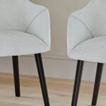 Freya Oat Boucle Armchairs - Set of 2 - Black Oak Legs - Image 2