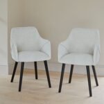 Freya Oat Boucle Armchairs - Set of 2 - Black Oak Legs