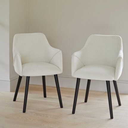 Outlet - Freya Armchairs - Set of 2 - Boucle with Black Oak Legs