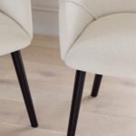 Jade Jet Black Rectangular Acacia Dining Table Set - 6 Seater - Freya Boucle Armchairs with Black Legs - Image 7