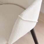 Levi Black Round Dining Table Set - 4 Seater - Freya Boucle Armchairs with Black Legs - Image 8