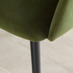 Amelia Whitewash Extendable Dining Table Set - 6 Seater - Freya Fern Green Carver Chairs - Black Legs - Image 7