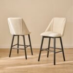 Outlet - Freya Light Beige Boucle Bar Stool -  Black Legs - Image 5