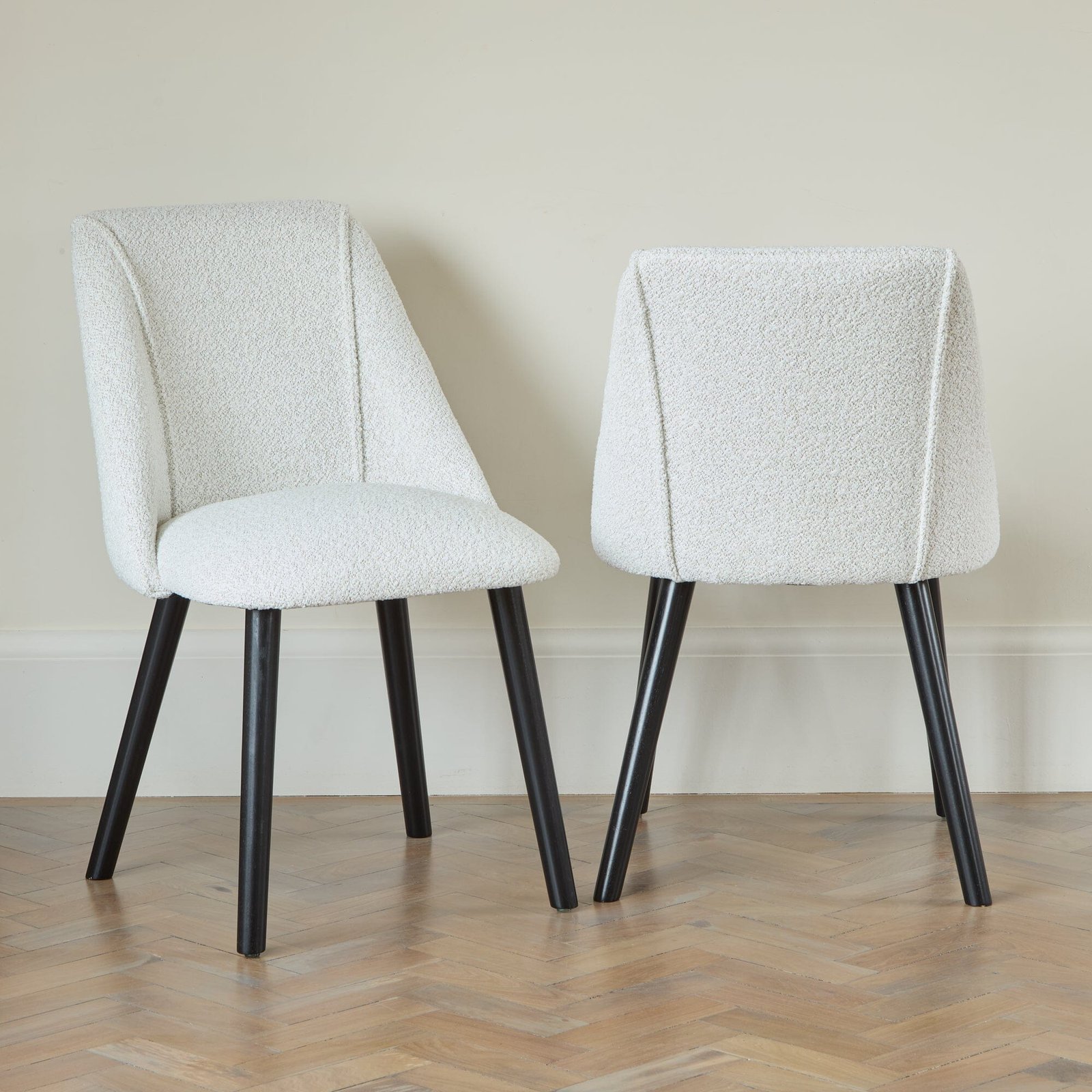Freya Oat Boucle Dining Chairs - Set of 2 - Black Oak Legs - Image 3