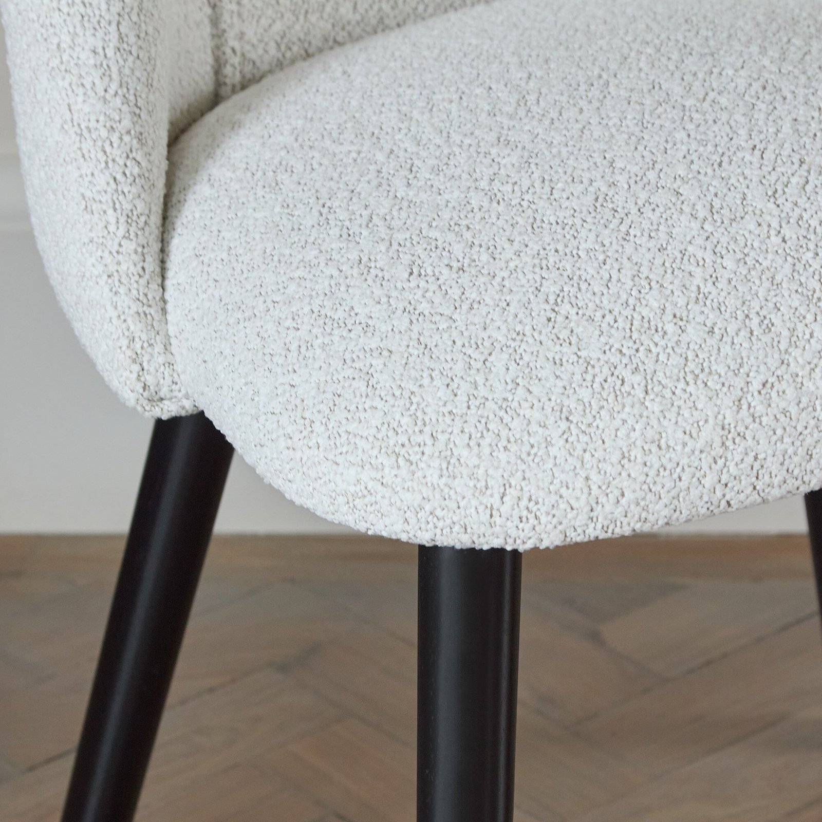 Freya Oat Boucle Dining Chairs - Set of 2 - Black Oak Legs - Image 4