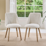 Freya Oat Boucle Dining Chairs - Set of 2 - Pale Oak Legs