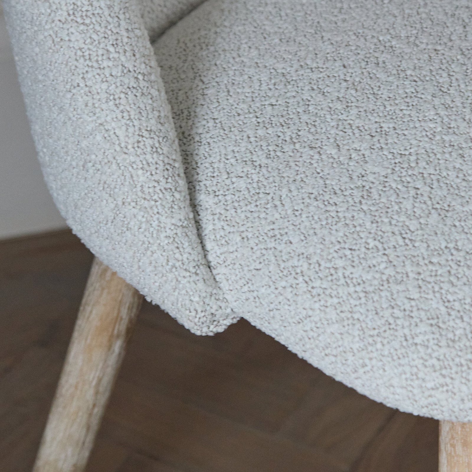 Freya Oat Boucle Dining Chairs - Set of 2 - Whitewash Oak Legs - Image 4