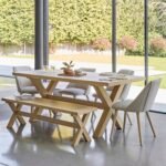 Charlotte Whitewash Dining Table Set - 6 Seater - Freya Sand Dining Chairs & Charlotte Bench