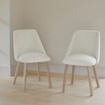 Freya Boucle Dining Chairs - Set of 2 - Chalked Mangowood Legs
