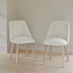 Carter Whitewash Round Dining Table with 4 Freya Boucle Dining Chairs with Whitewash Legs - Image 3