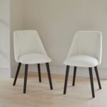 Jade Mango Wood Round Dining Table Set - 4 Seater - Freya Boucle Dining Chairs with Black Legs - Image 2