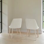 Freya Boucle Dining Chairs - Set of 2 - Whitewash Oak Legs - Image 3