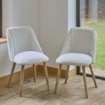 Freya Oat Boucle Dining Chairs - Set of 2 - Chalked Mangowood Legs