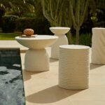 Carlotta Round Concrete Garden Side Table - Pearl Terrazzo - Image 2