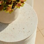Carlotta Round Concrete Garden Side Table - Pearl Terrazzo - Image 9