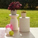 Carlotta Round Concrete Garden Side Table - Pearl Terrazzo - Image 3