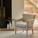 Outlet - Grace Soft Beige Armchair - Whitewash Oak Legs - Image 3