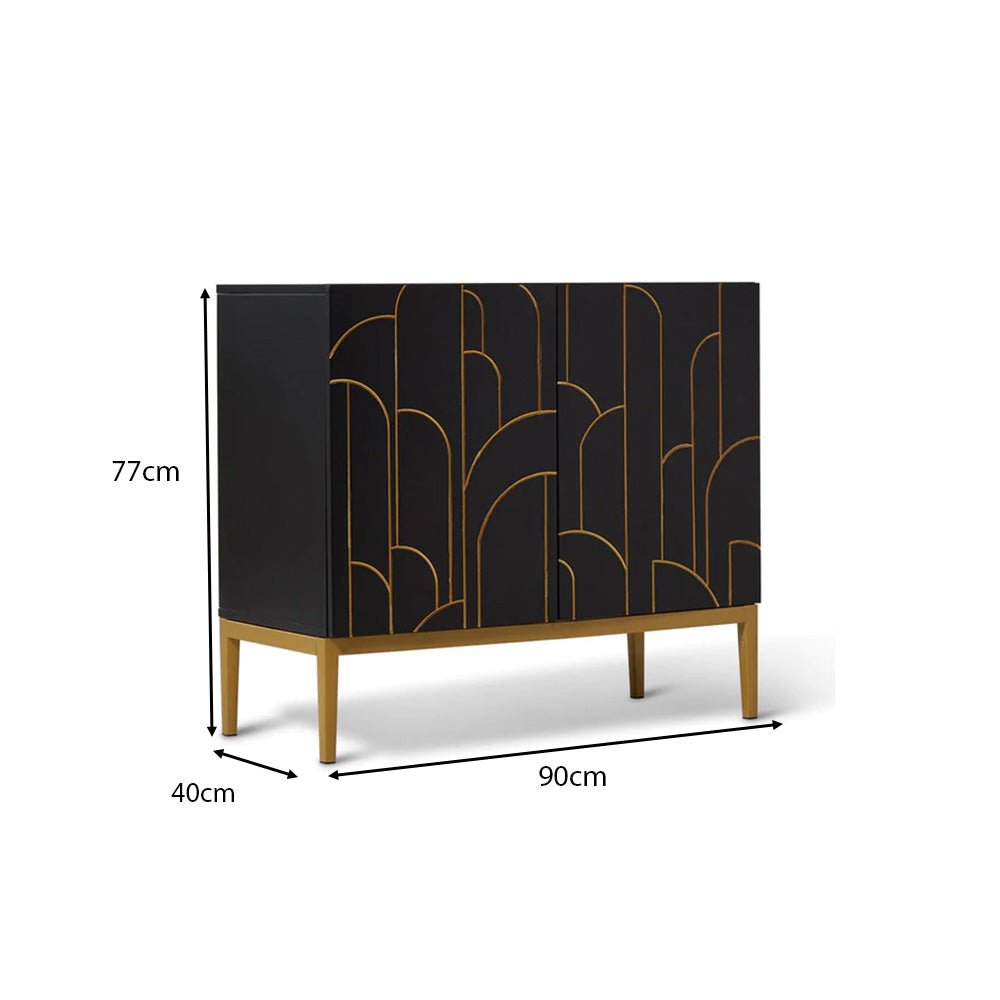 Gatsby 2 Black dimensions Outlet - Gatsby 2 Door Sideboard Noir Black