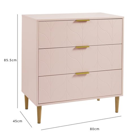 Outlet - Gloria 3 Drawer Chest of Drawers - Pale Pink & Brass Effect 1 Gloria 3 Drawer Chest pink Cutout 7051f9be 4cdf 4ee4 85b6 Outlet - Gloria 3 Drawer Chest of Drawers - Pale Pink & Brass Effect