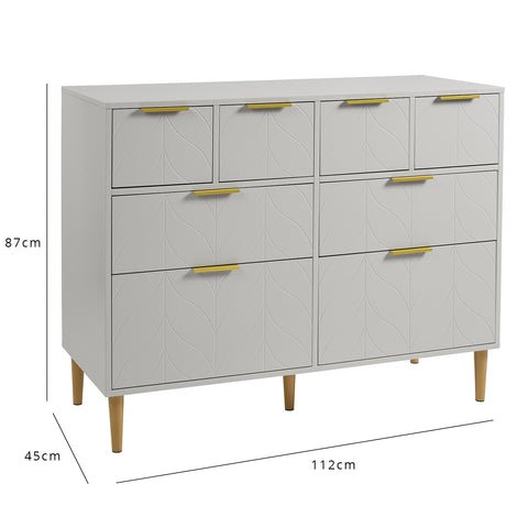 Gloria 8 Drawer Chest of Drawers - Grey & Brass Effect 1 Gloria large chest of drawers - grey
